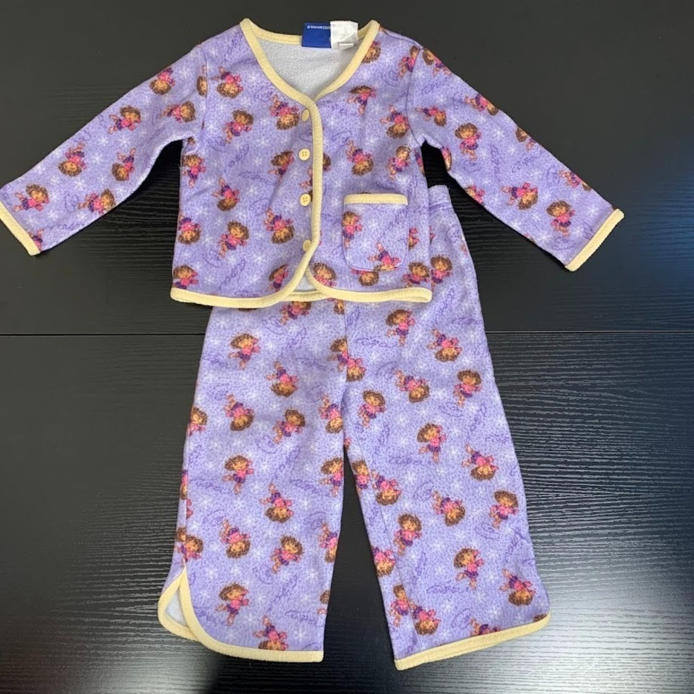 Vintage Nick Jr Dora The Explorer Fleece Pajama‎ Set Baby Girl 24 Months
